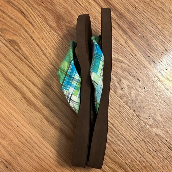 Eliza B Brown and Green Plaid Flip Flops - Picture 4 of 6